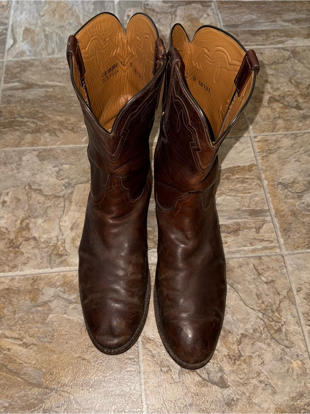 Vintage Lucchese Dark Brown Leather Cowboy Boots
